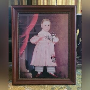 Antique Joseph Whiting Stock 31"x25" Wooden Framed Print Folk Art